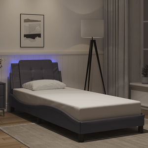 Bed Frame with LED without Mattress "Zadar" Grey 100x200 cm