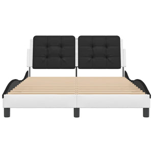 Bed Frame with LED without Mattress "Zadar" White and Black 120x200 cm