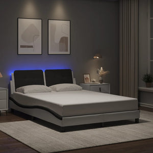 Bed Frame with LED without Mattress "Zadar" White and Black 120x200 cm