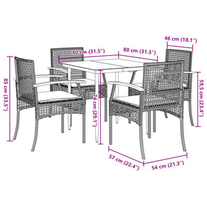 Matgrupp för trädgården med dynor 5 delar svart konstrottning