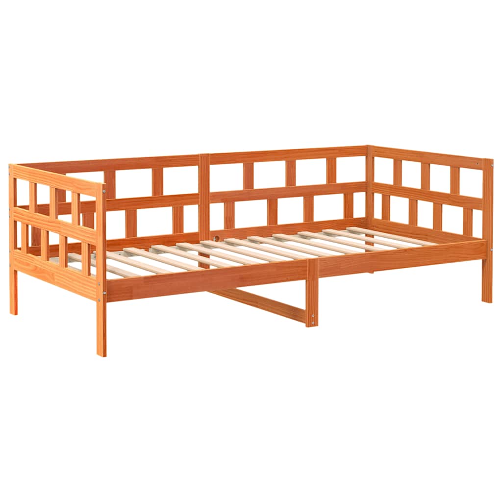 Dagbädd utan madrass vaxad brun 80x200 cm massiv furu