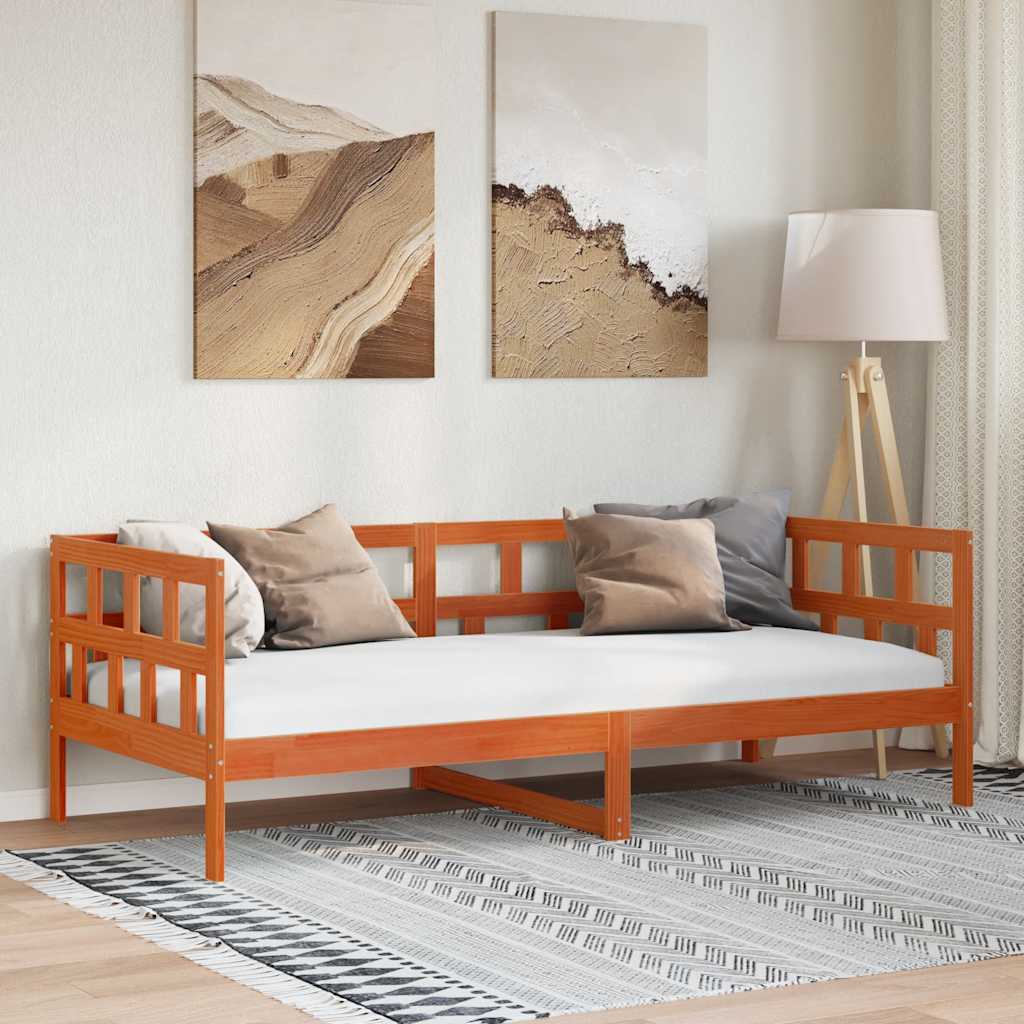 Dagbädd utan madrass vaxad brun 80x200 cm massiv furu