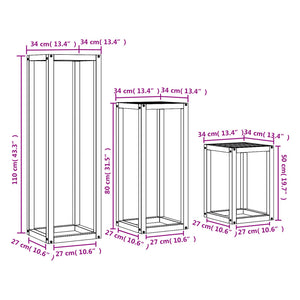 Växtställ 3 st vaxbrun massiv furu