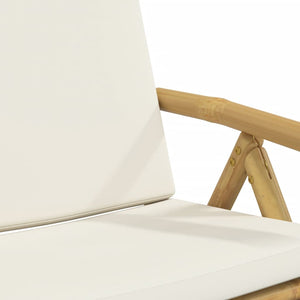 Trädgårdsstolar hopfällbara med gräddvita dynor 4 st bambu