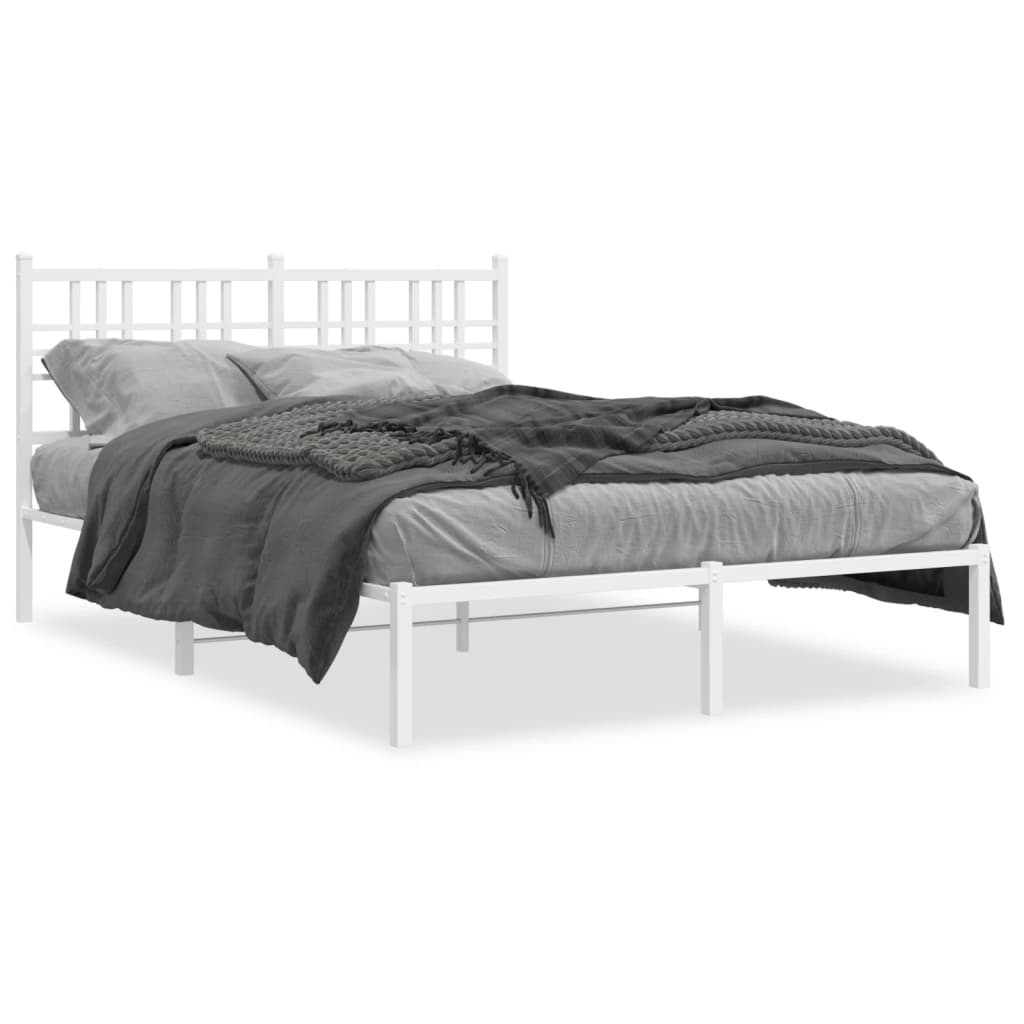 Sängram med huvudgavel metall vit 120x190 cm