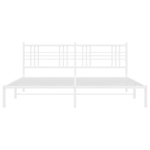 Sängram med huvudgavel metall vit 200x200 cm