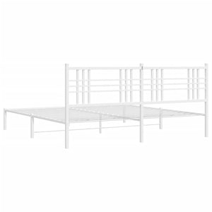 Sängram med huvudgavel metall vit 200x200 cm