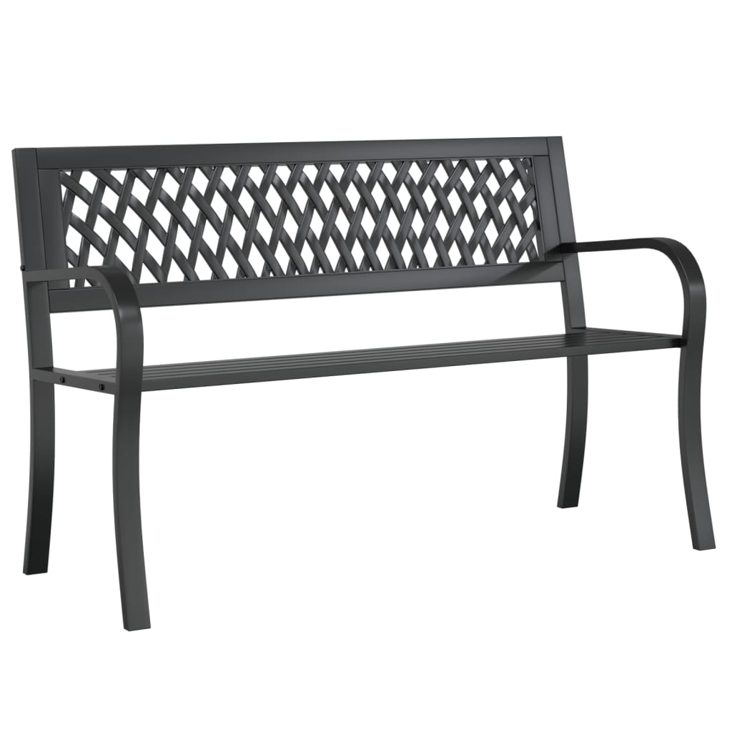Trädgårdsbänk svart 120 cm stål