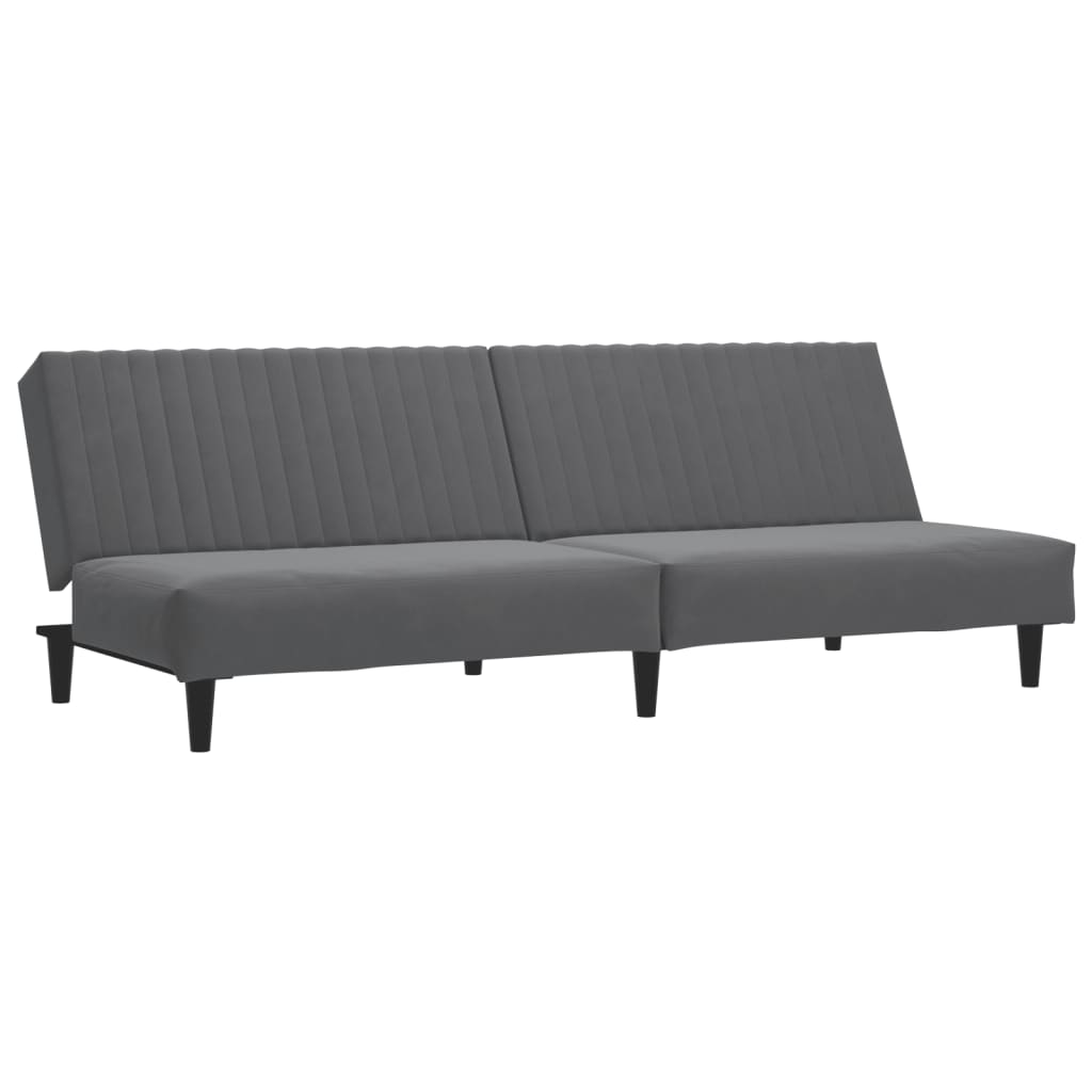 Bäddsoffa 2-sits mörkgrå sammet