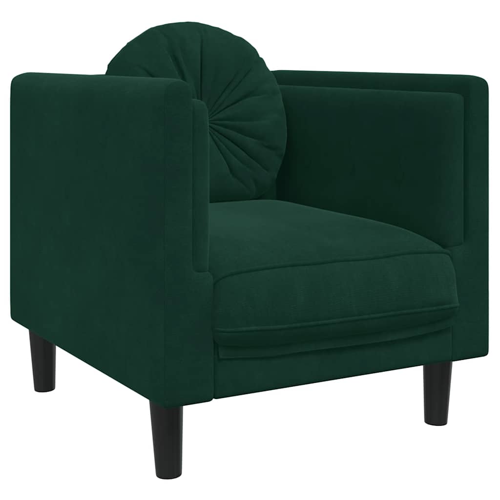 Fåtölj med dyna mörkgrön sammet