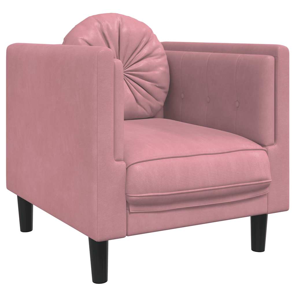 Fåtölj med dyna rosa sammet