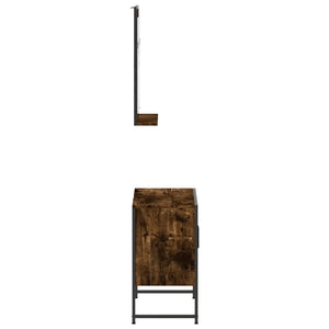 Badrumsskåp set 2 delar rökfärgad ek konstruerat trä