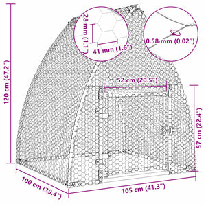 Hönsbur silver 100x105x120 cm galvaniserat stål