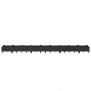 Odlingslåda med piggar svart 362,5x42,5x28,5 cm PP