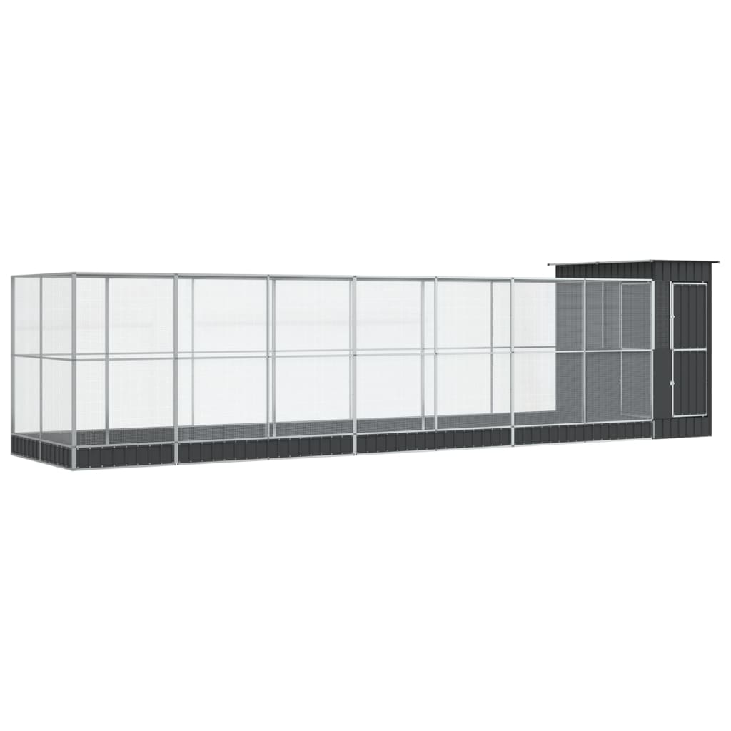 Voljär med utbyggnad silver 830x203x216 cm stål