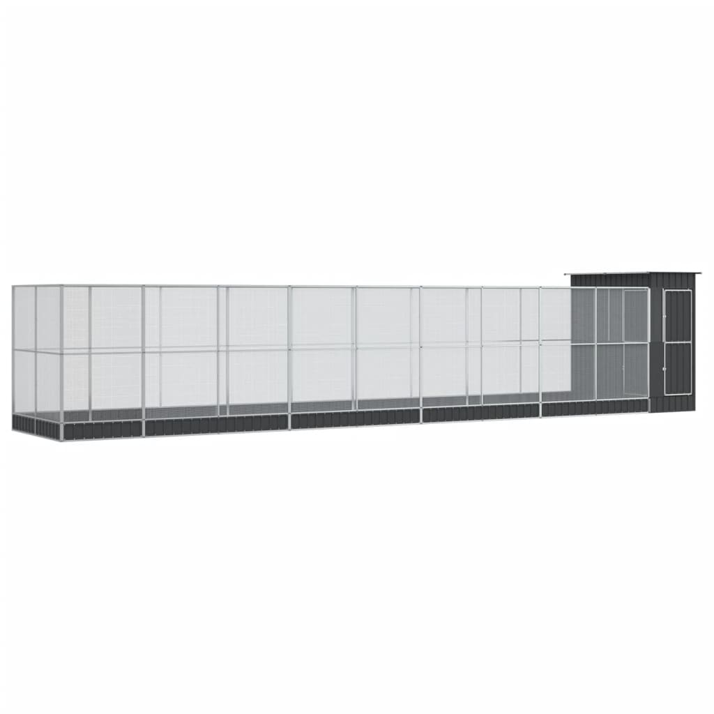 Voljär med utbyggnad silver 1037x203x216 cm stål