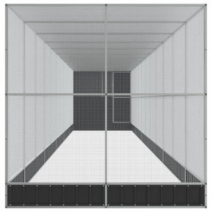 Voljär med utbyggnad silver 1244x203x216 cm stål