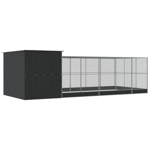 Voljär med utbyggnad silver 704x303x216 cm stål