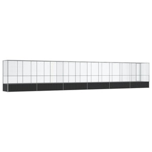 Voljär med utbyggnad silver 1250,5x107x212 cm stål