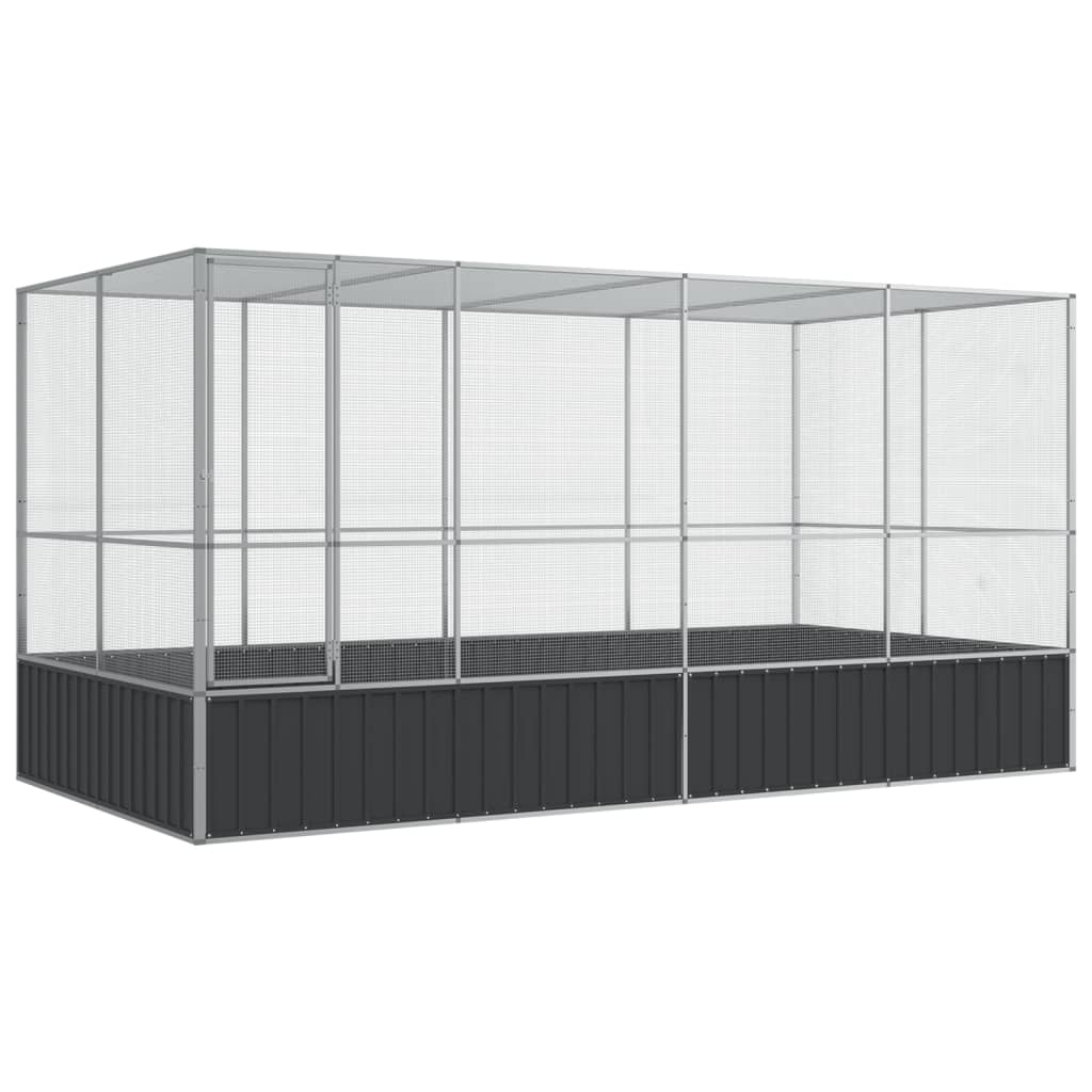 Voljär med förlängning silver 418x207x212 cm stål
