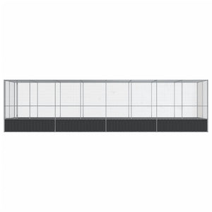 Voljär med utbyggnad silver 832x207x212 cm stål