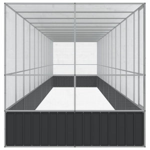 Voljär med utbyggnad silver 1246x207x212 cm stål