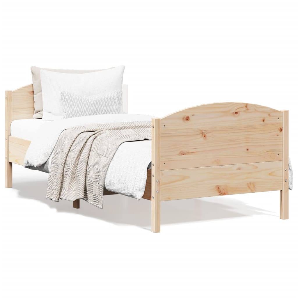 Sängram utan madrass 90x190 cm massiv furu