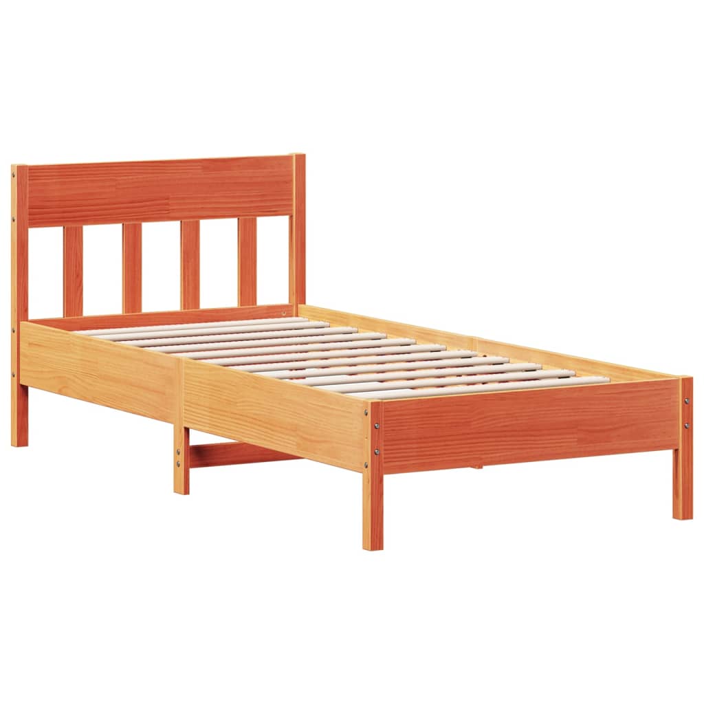 Sängram utan madrass vaxbrun 100x200 cm massiv furu