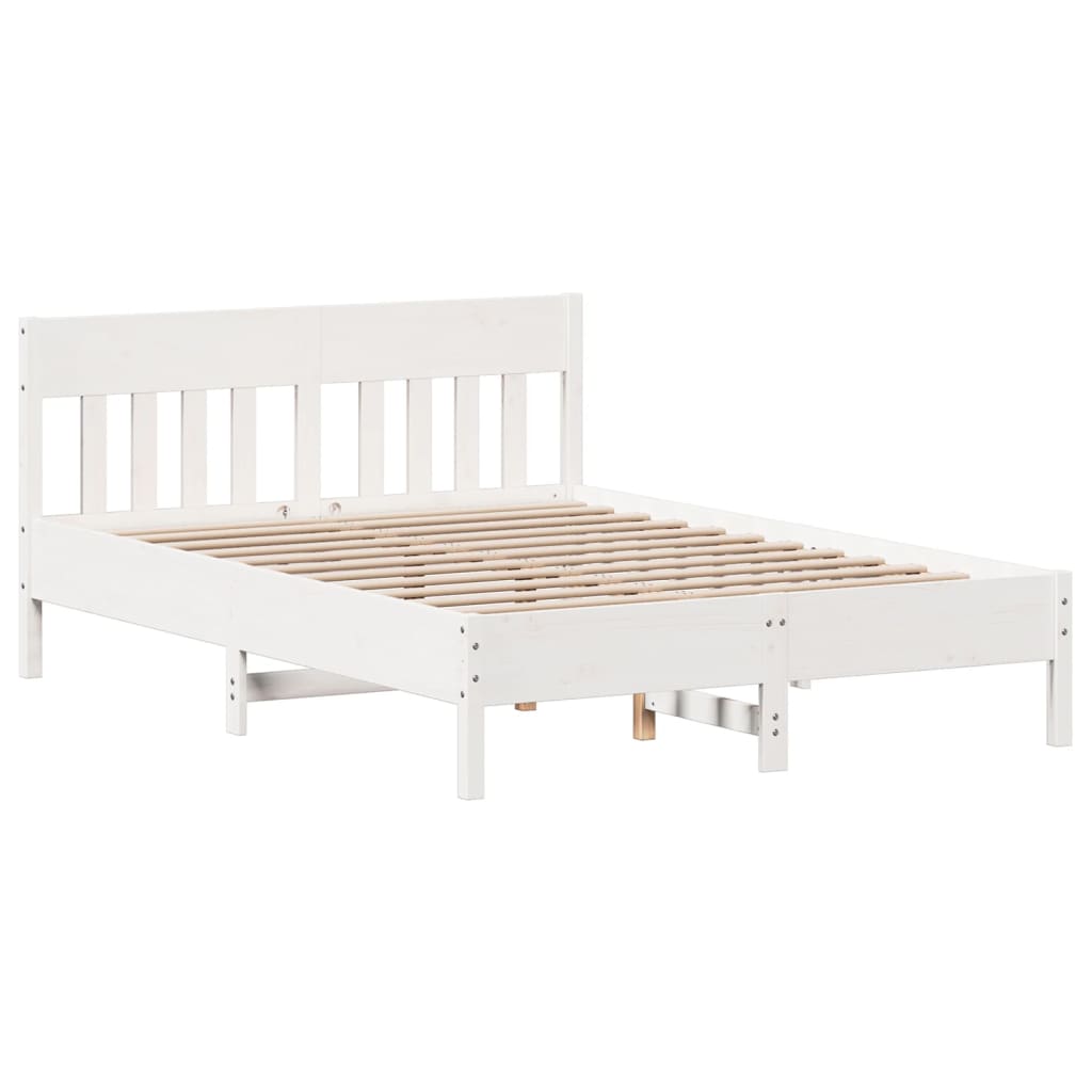 Sängram utan madrass vit 120x190 cm massiv furu