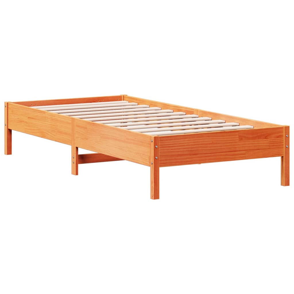 Sängram utan madrass vaxbrun 100x200 cm massiv furu