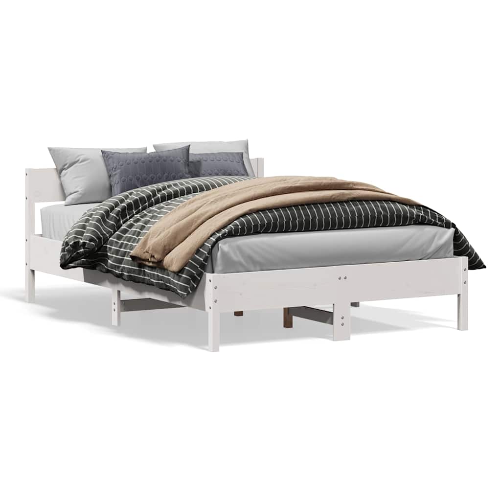 Sängram utan madrass vit 160x200 cm massiv furu