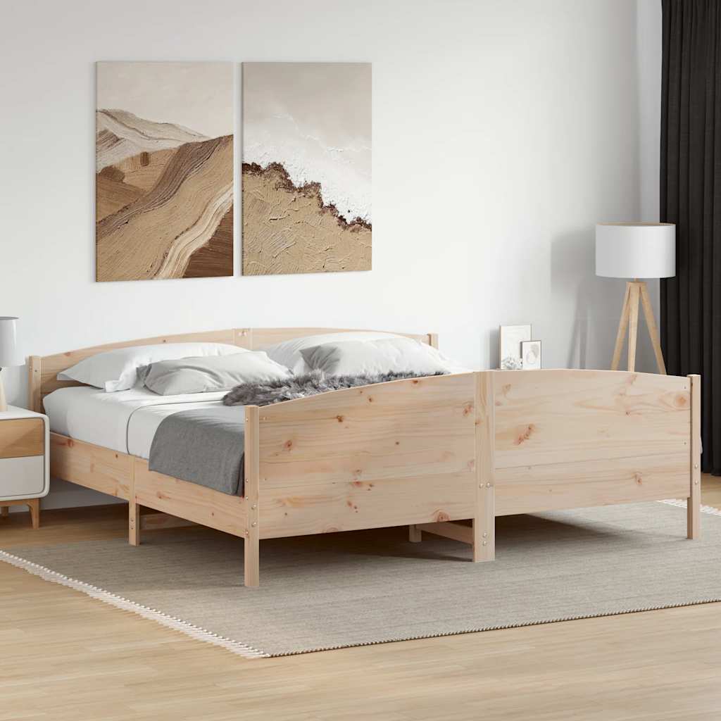 Sängram utan madrass 180x200 cm massiv furu