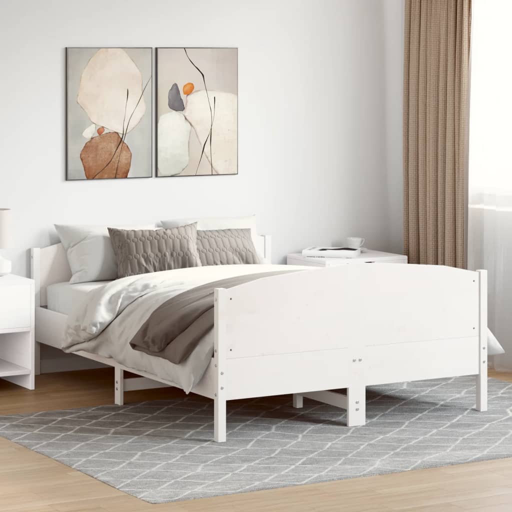 Sängram utan madrass vit 160x200 cm massiv furu