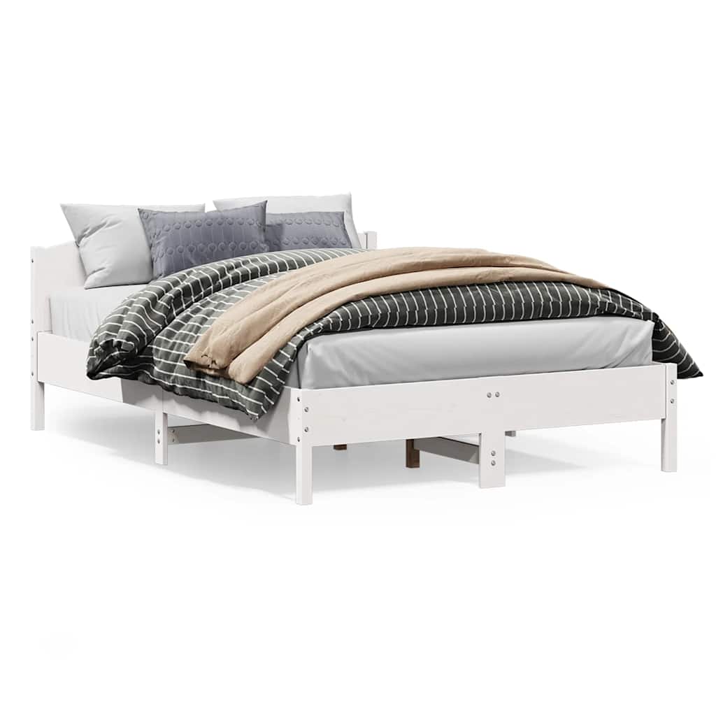 Sängram utan madrass vit 160x200 cm massiv furu