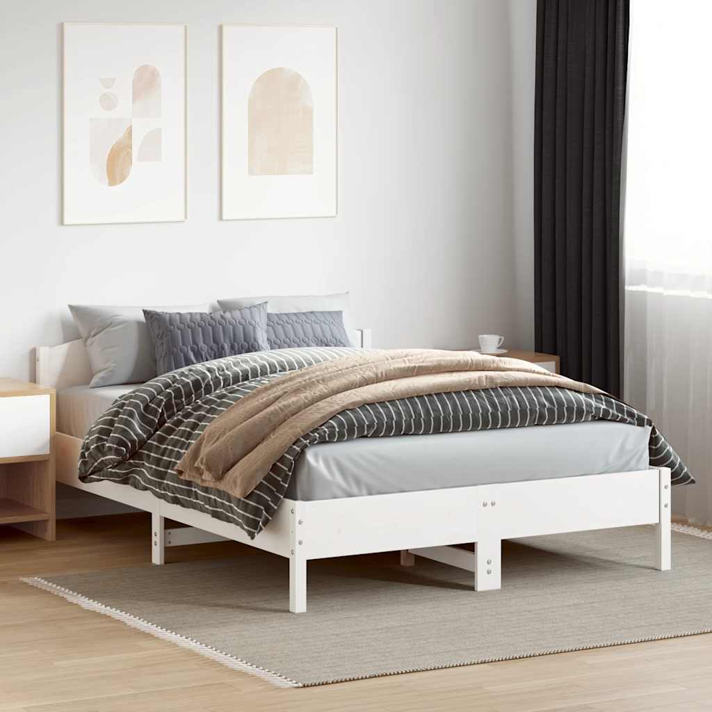 Sängram utan madrass vit 160x200 cm massiv furu