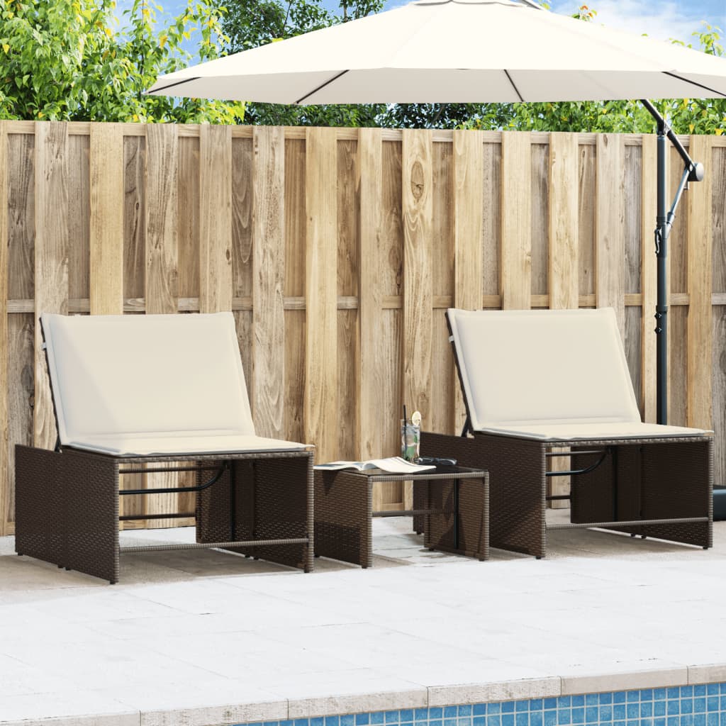 Solstolar 2 st med bord brun konstrotting