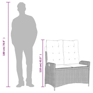 Justerbar trädgårdsbänk med dynor brun konstrotting