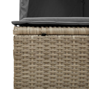 Dubbel solsäng med tak och dynor ljusgrå konstrotting