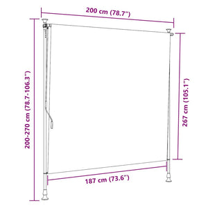 Rullgardin utomhus blå och vit 200x270 cm tyg&stål