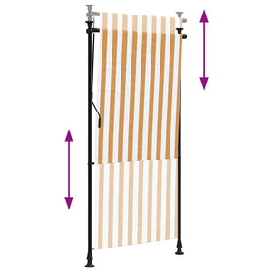 Rullgardin utomhus orange och vit 100x270 cm tyg&stål