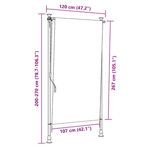 Rullgardin utomhus orange och vit 120x270 cm tyg&stål