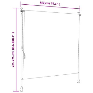 Rullgardin utomhus orange och vit 150x270 cm tyg&stål