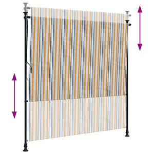 Rullgardin utomhus gul och vit 150x270 cm tyg&stål