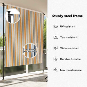 Rullgardin utomhus gul och vit 150x270 cm tyg&stål