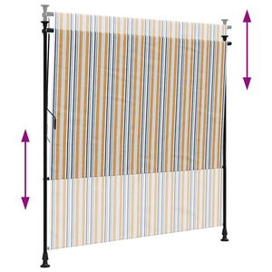 Rullgardin utomhus gul och vit 200x270 cm tyg&stål