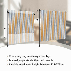 Rullgardin utomhus gul och vit 200x270 cm tyg&stål