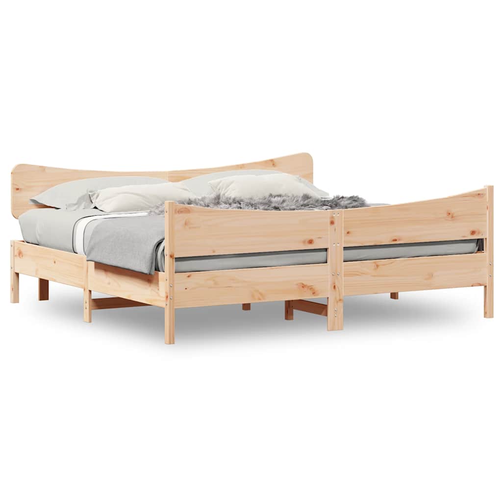 Sängram utan madrass 200x200 cm massiv furu