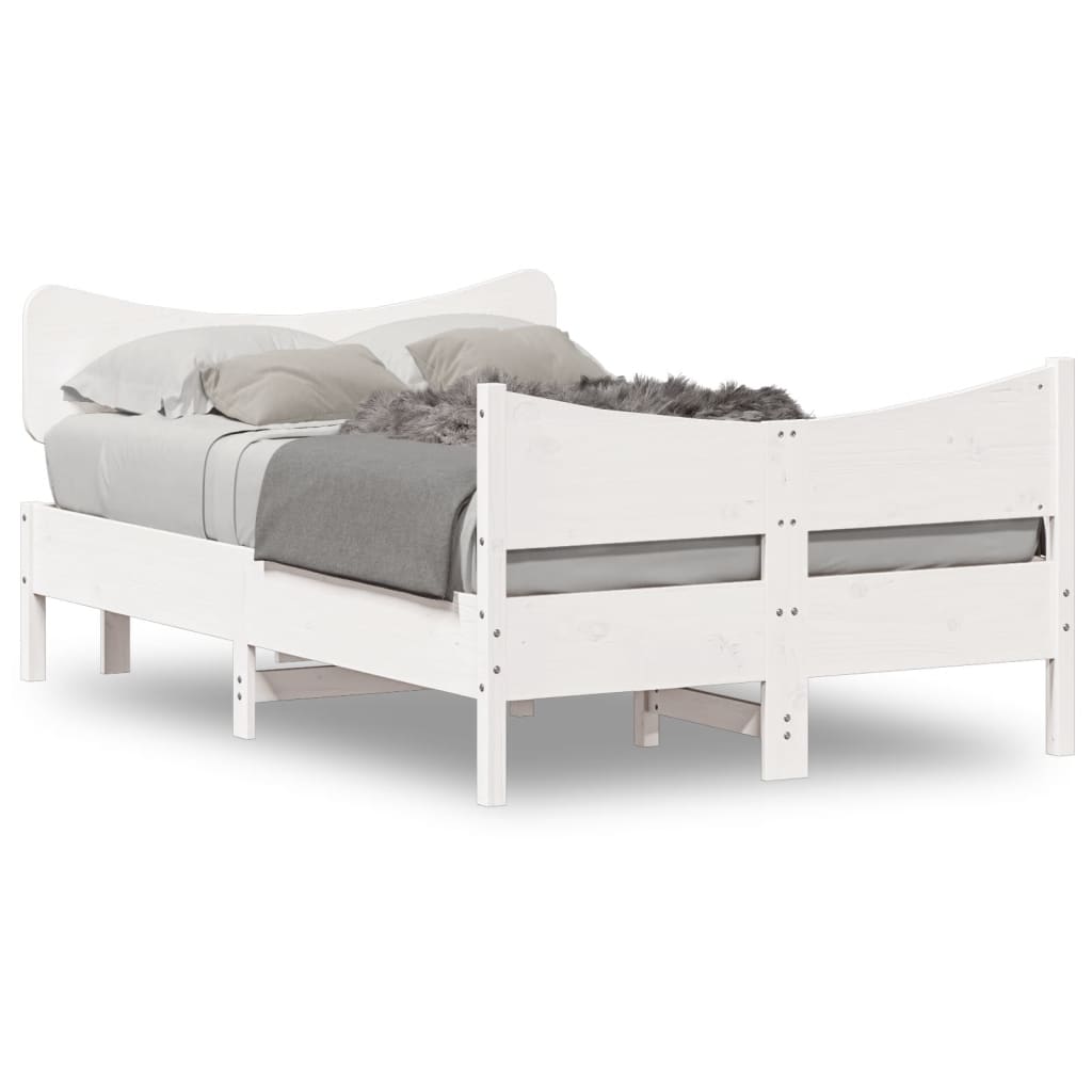 Sängram utan madrass vit 120x200 cm massiv furu