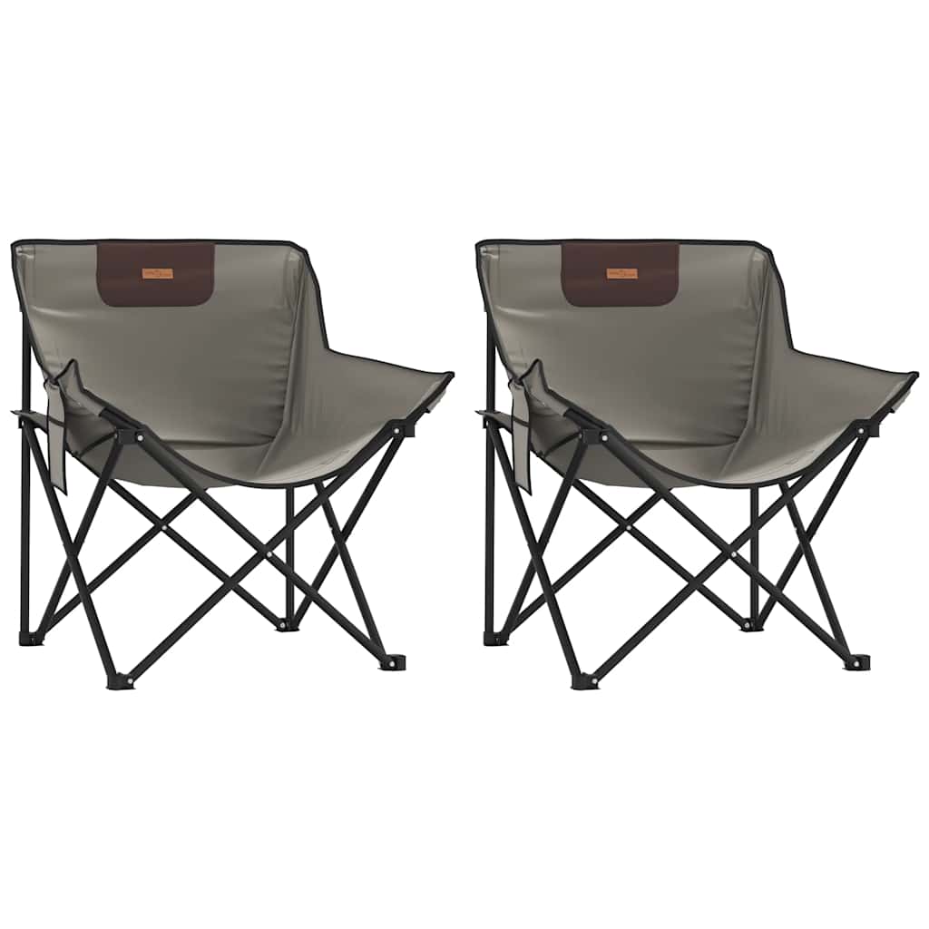 Campingstolar med ficka fällbar 2 st grå