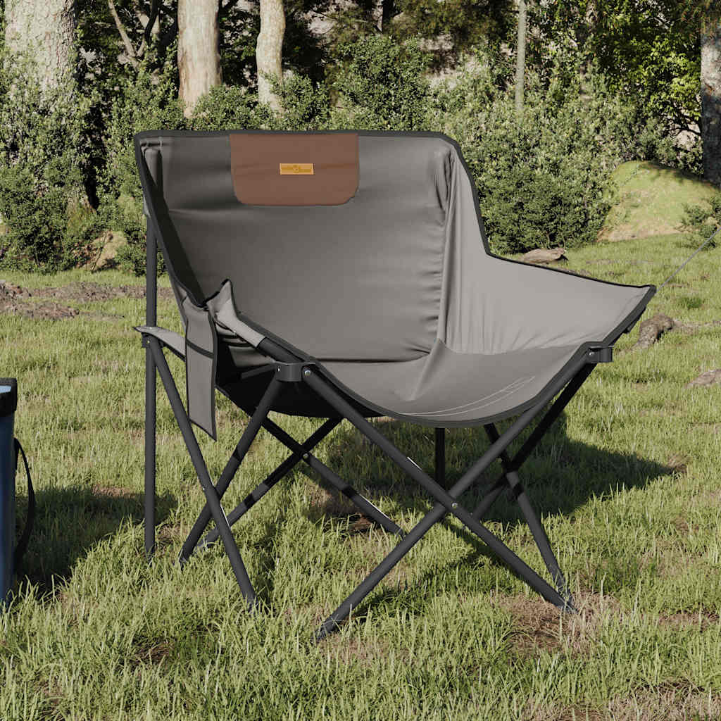 Campingstolar med ficka fällbar 2 st grå